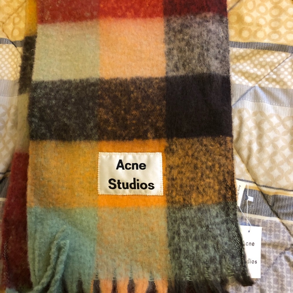 Acne studio multi check scarf